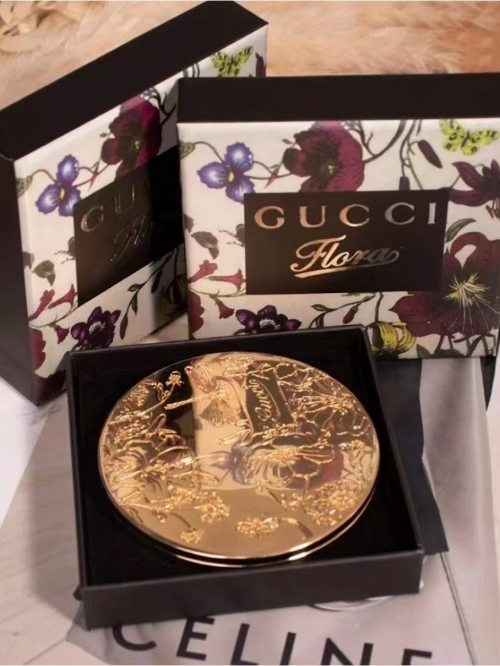Gucci Gold Flora Compact Mirror